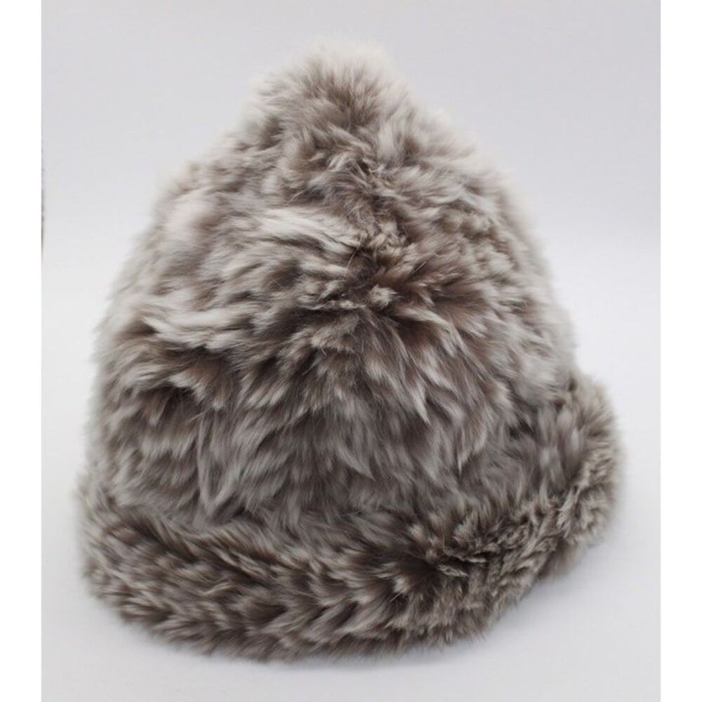 Scaasi Hat Beret Womens Medium Gray‎ Fur Fluffy Winter Accessory Chic Soft